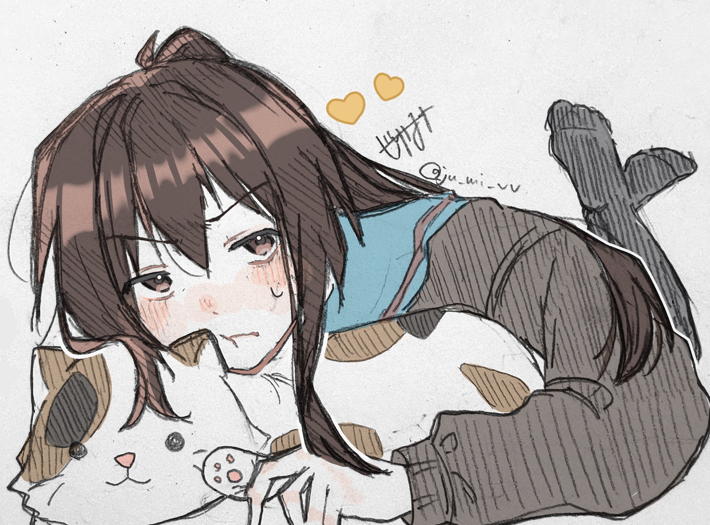 Pattern Susunya Safebooru - 1girl :t blue sailor collar blush brown cardigan brown eyes ...