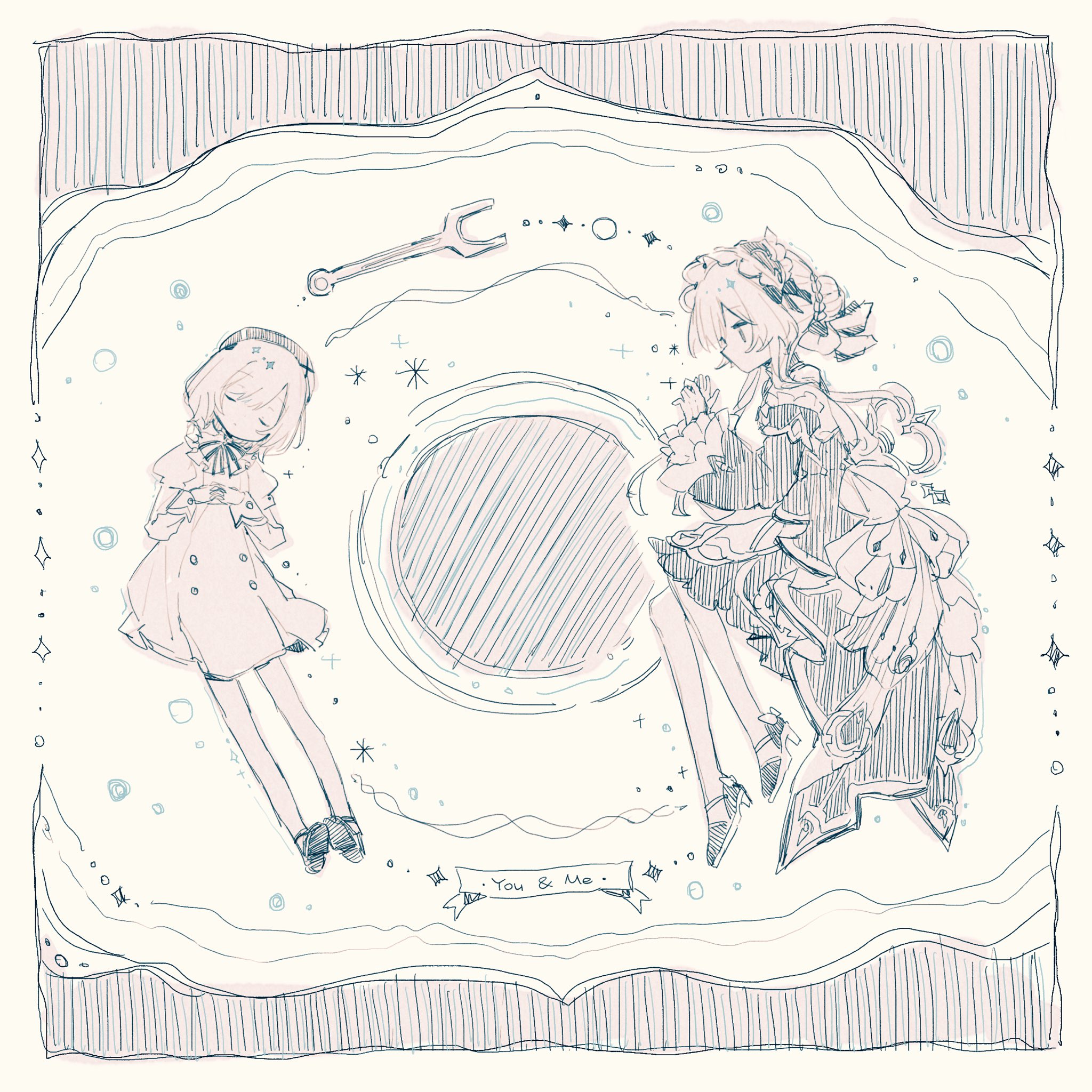 Safebooru - 2girls black dress blonde hair blue eyes closed eyes dress ...