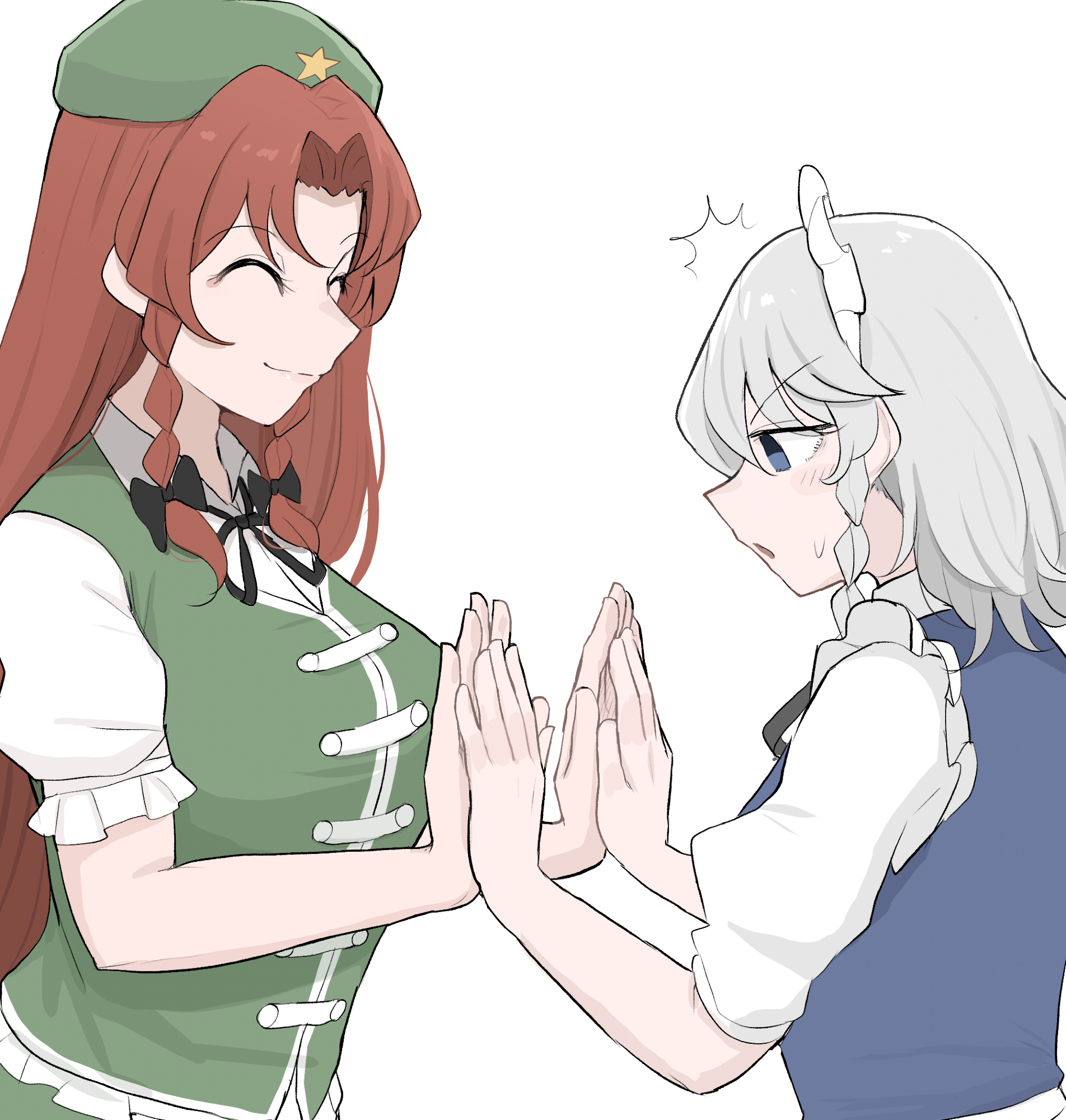 Safebooru - 2girls beret blue eyes braid breasts collared shirt ...