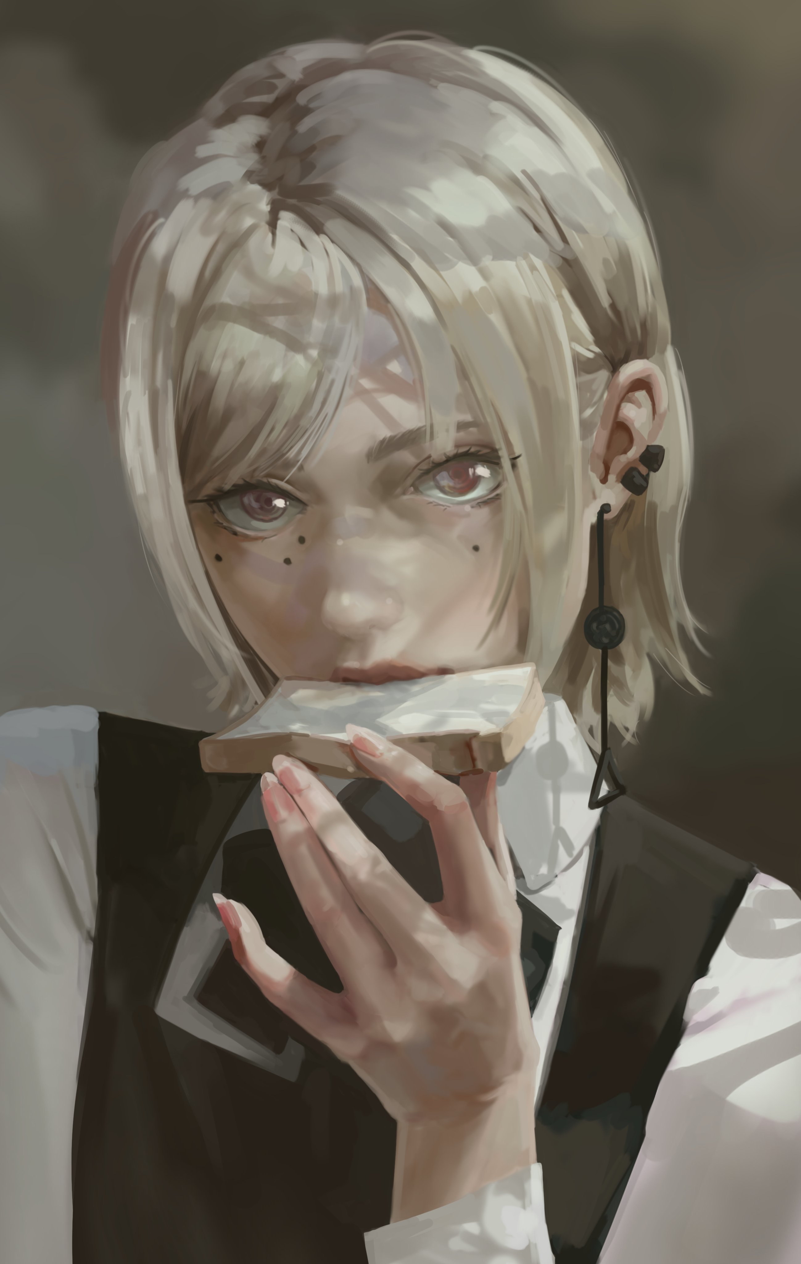 Multi Ringed Eyes Safebooru - 1girl absurdres black bow black bowtie blonde hair blurry ...