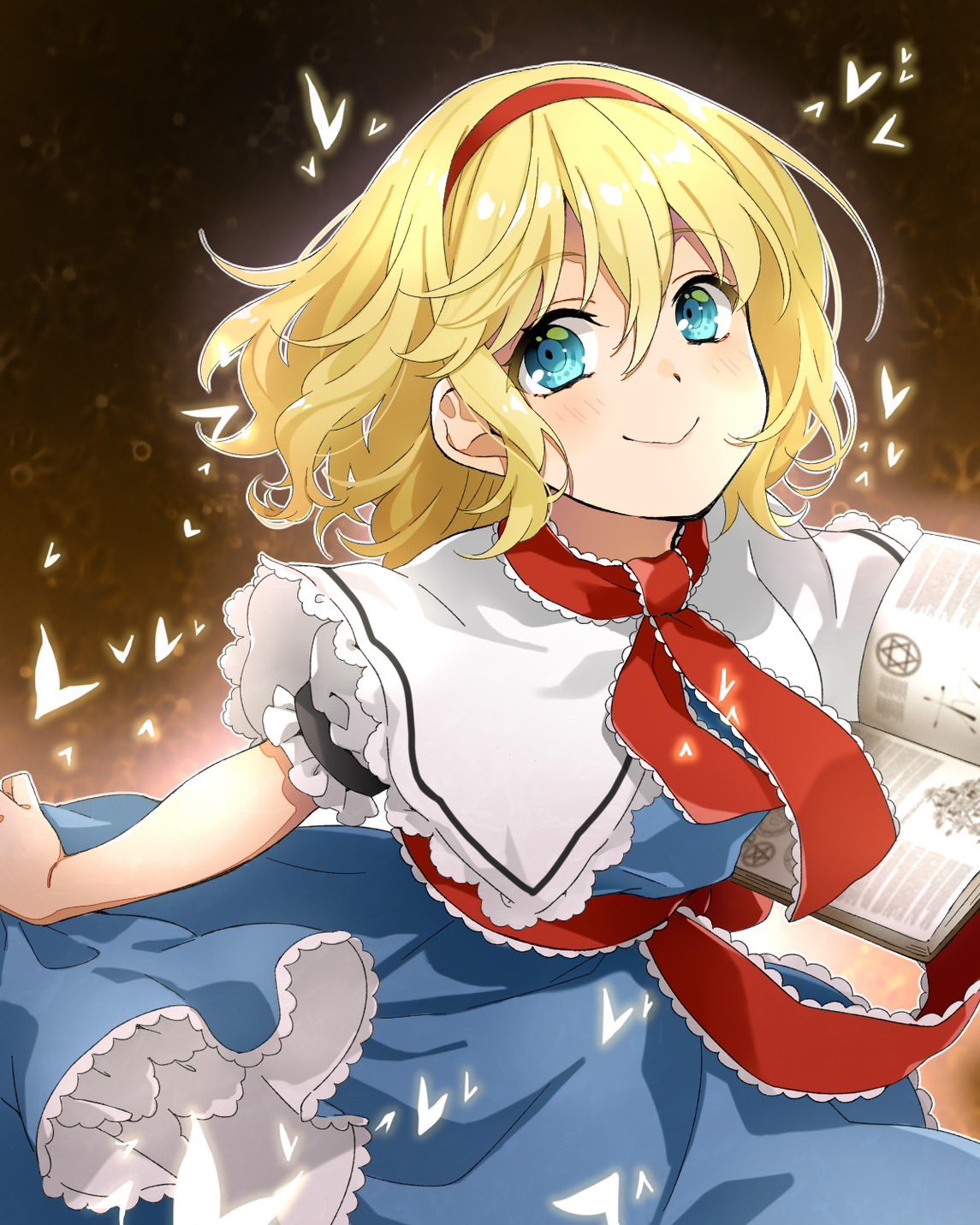 Safebooru 1girl Alice Margatroid Blonde Hair Blue Dress Blue Eyes Blush Book Dress Heart 3778