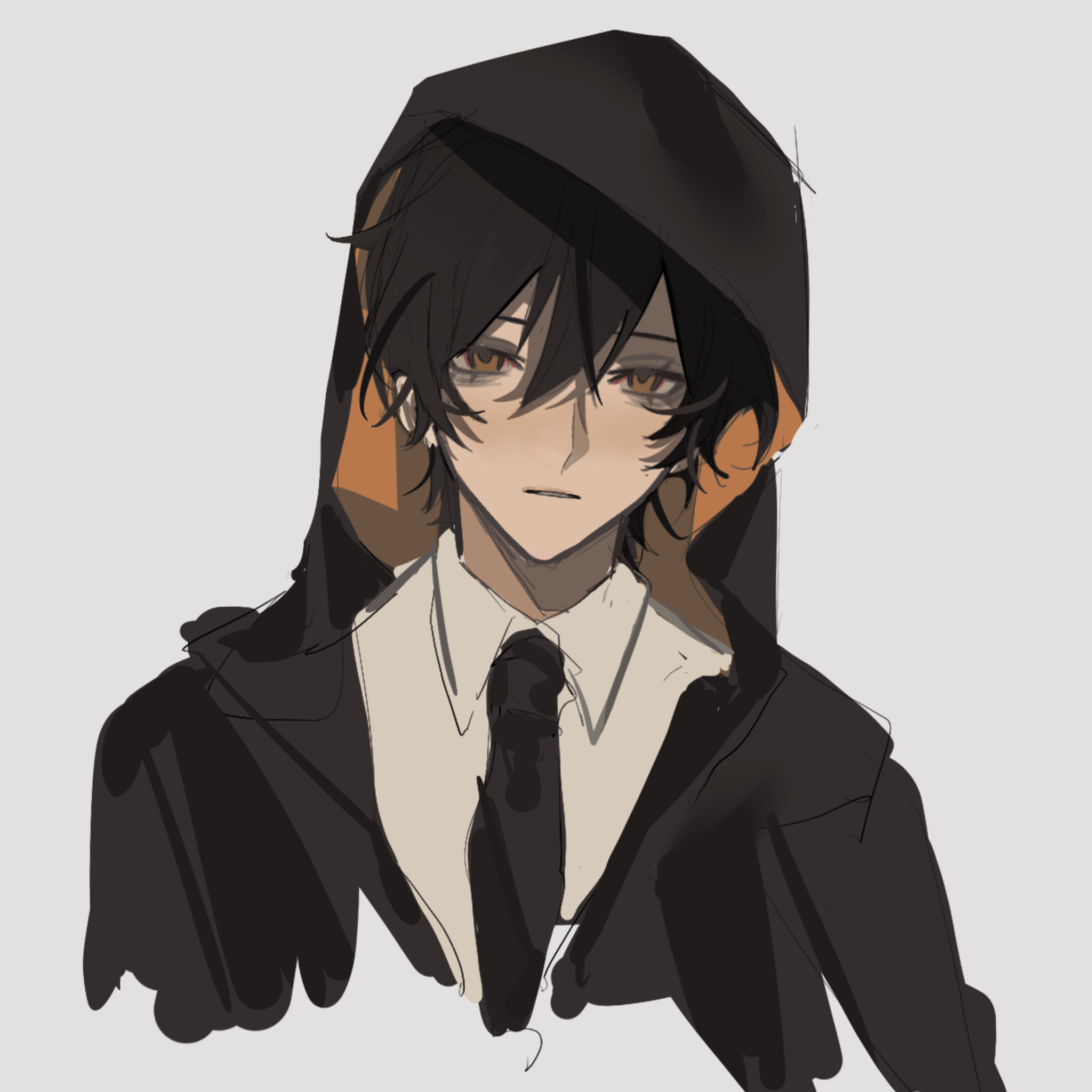 Safebooru 1boy Bags Under Eyes Black Cloak Black Hair Black Necktie Brown Eyes Chinese 7491