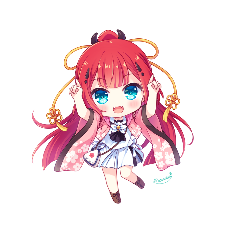 Chibi Index Safebooru - 1girl :d aqua eyes ascot black ascot blunt bangs blush ...