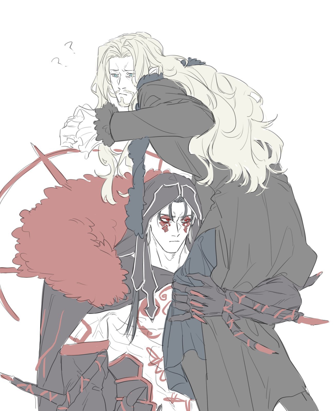 Safebooru - 2boys ? bare pectorals bodypaint carrying carrying over ...