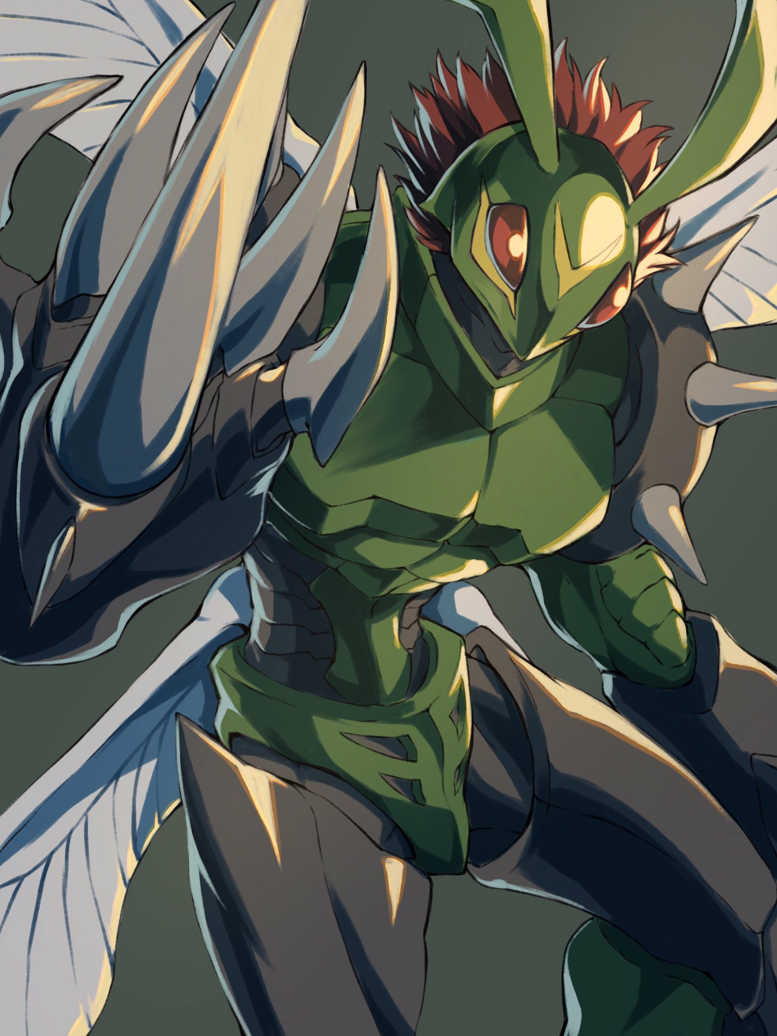 Safebooru - 1other claws dark green background digimon digimon ...