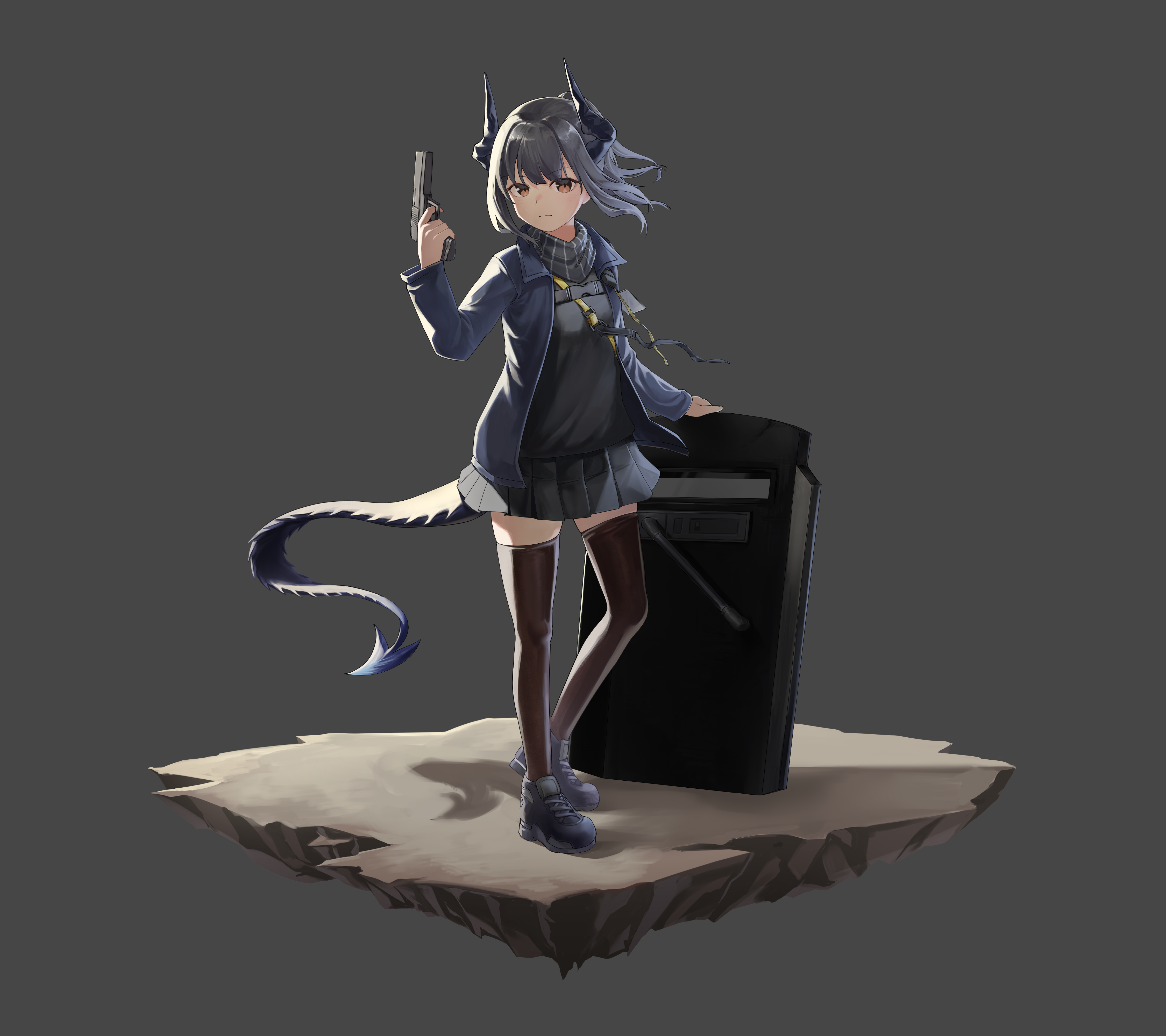 Safebooru - 1girl absurdres arknights black footwear black shirt blue ...