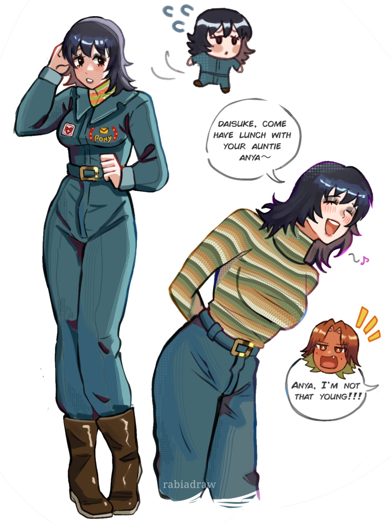 Safebooru - 1boy 1girl anya (mouthwashing) black eyes black hair blue ...