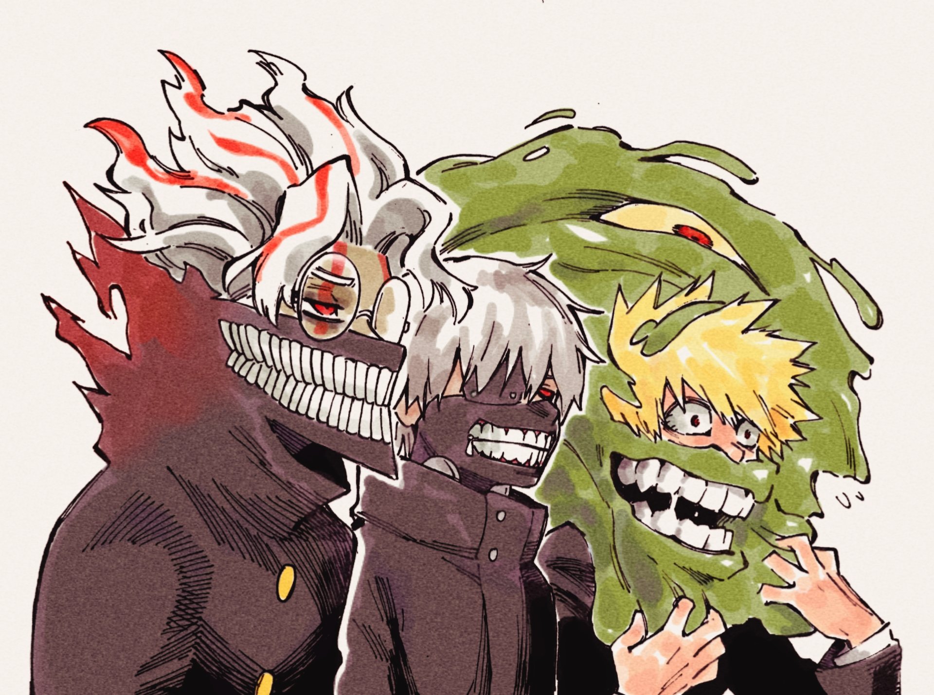 Kanukei Safebooru - 3boys alternate form andony strawhat bakugou katsuki blonde ...