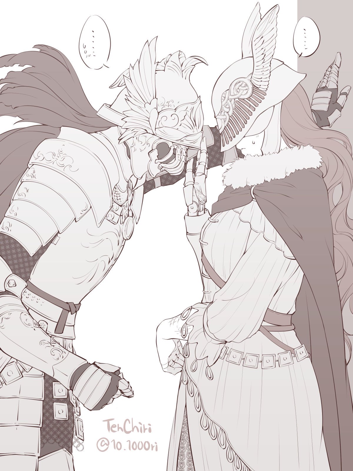 Safebooru - ... 10 1000ri 2girls armor breastplate cape cleanrot knight ...