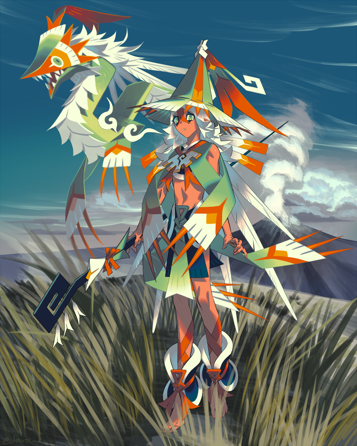 1boy barefoot commentary_request dark-skinned_male dark_skin dragon eda ...