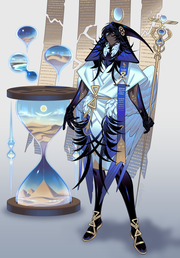 1boy ancient_egyptian bird_boy bird_wings black_hair eda feathered ...