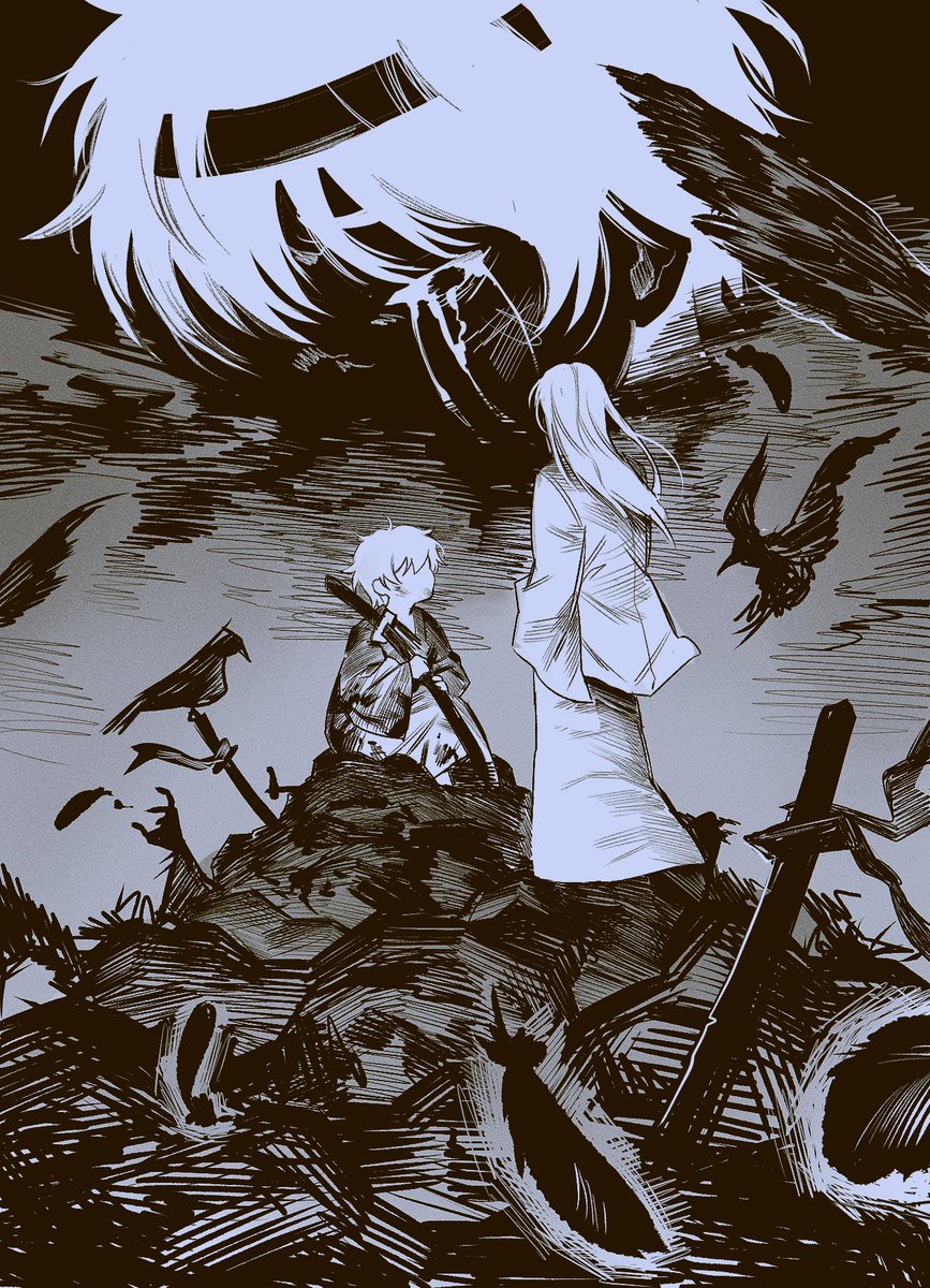 Safebooru - 2boys aged down bird black feathers blood child corpse crow ...