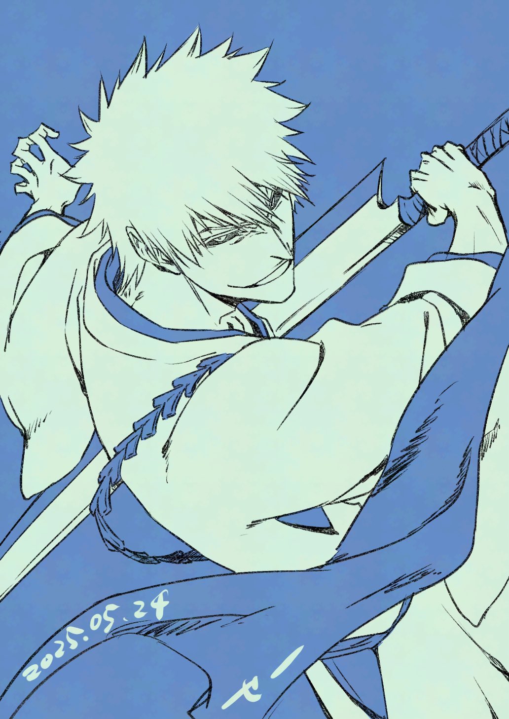 Safebooru - 1boy black sclera bleach blue background colored sclera ...