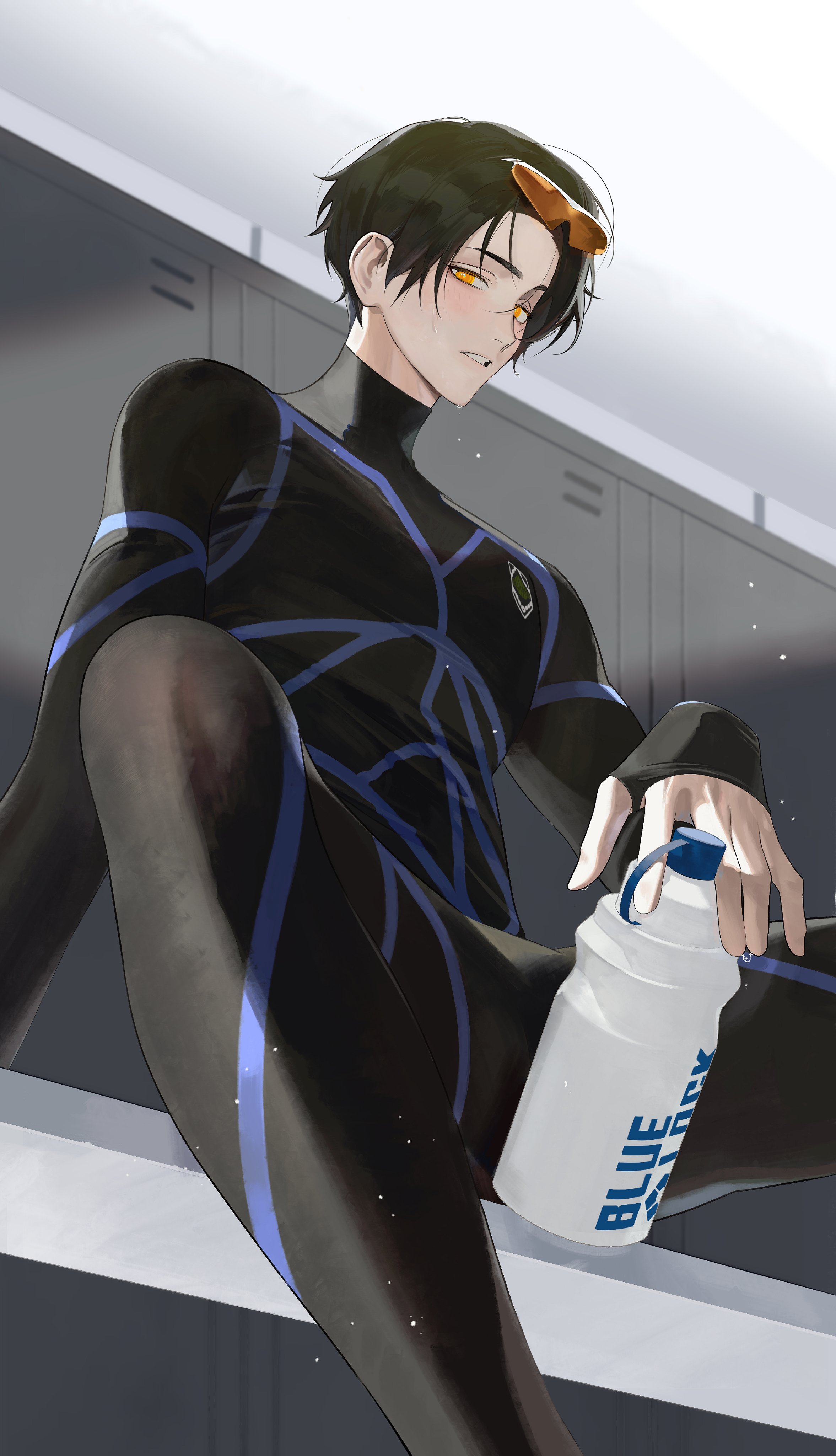 Safebooru - 1boy absurdres black hair blue lock blue lock bodysuit ...
