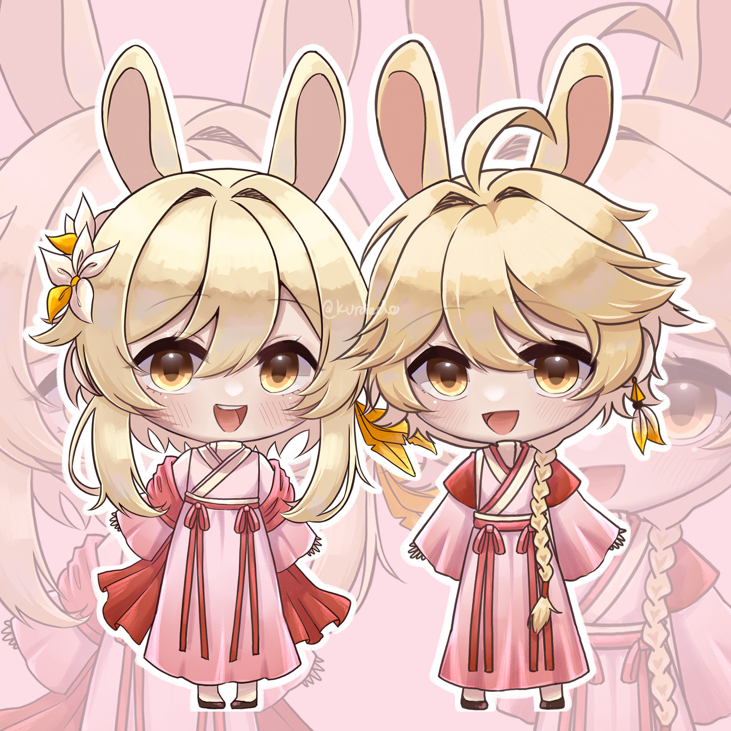 Safebooru - 1boy 1girl :d aether (genshin impact) ahoge alternate ...