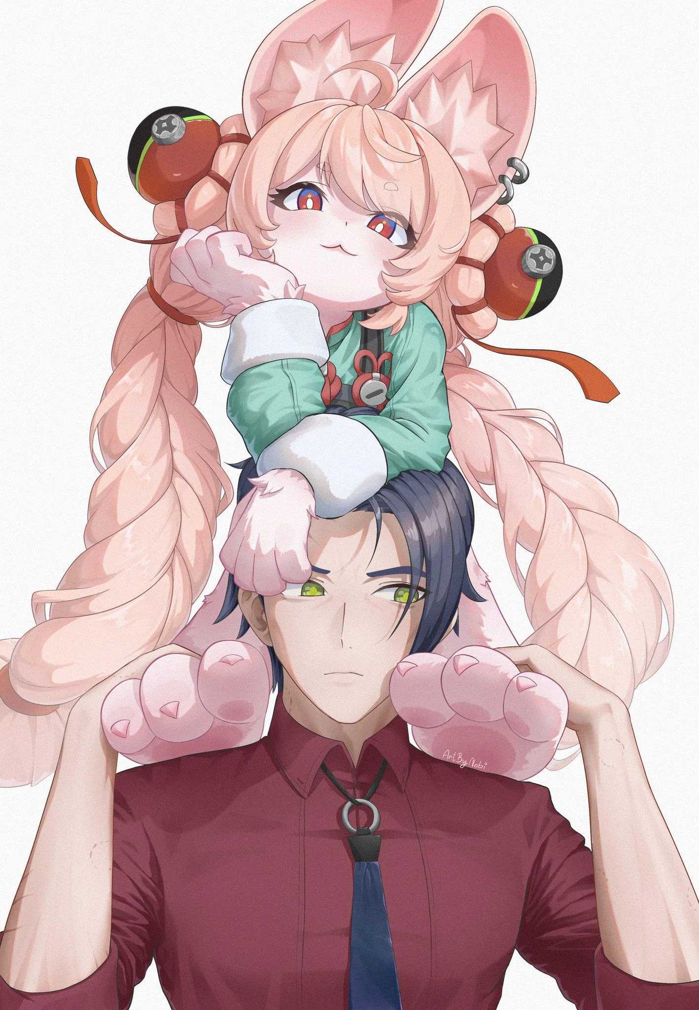 Safebooru - 1boy 1girl animal ears carrying over shoulder carrying ...