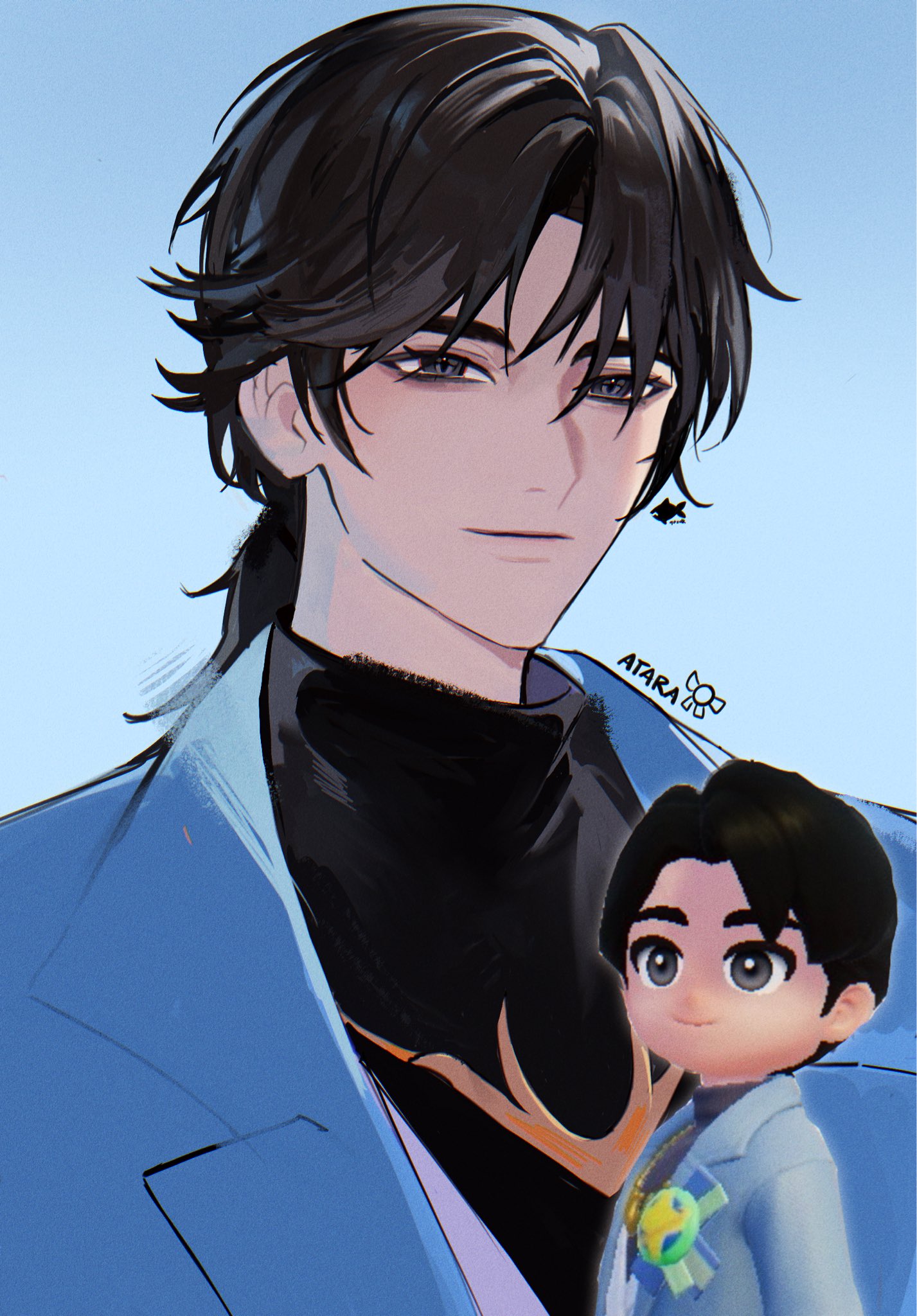 Safebooru - 1boy atara (heartopia) black eyes black hair black sweater ...