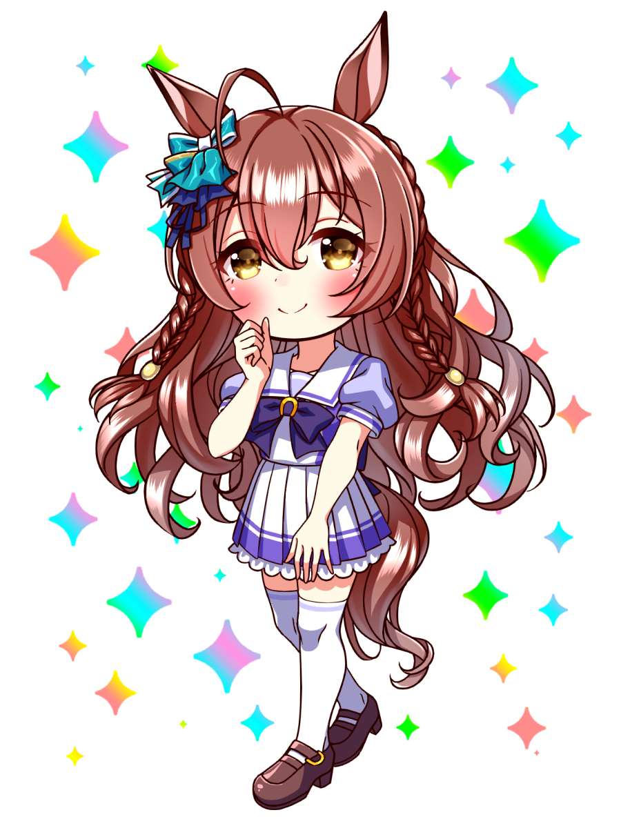 Safebooru - 1girl ahoge animal ears blush bow bowtie braid breasts ...