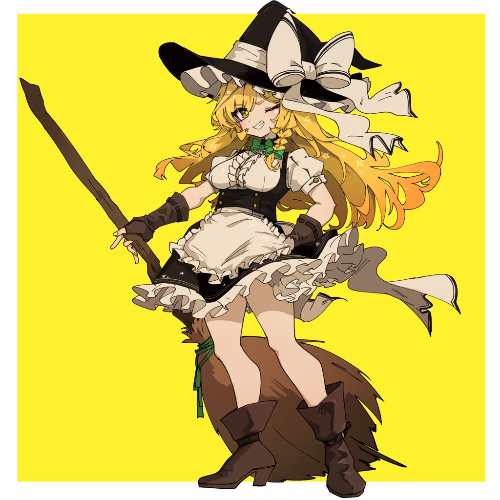 Safebooru - 1girl anderson m0311 apron black hat black skirt blonde ...