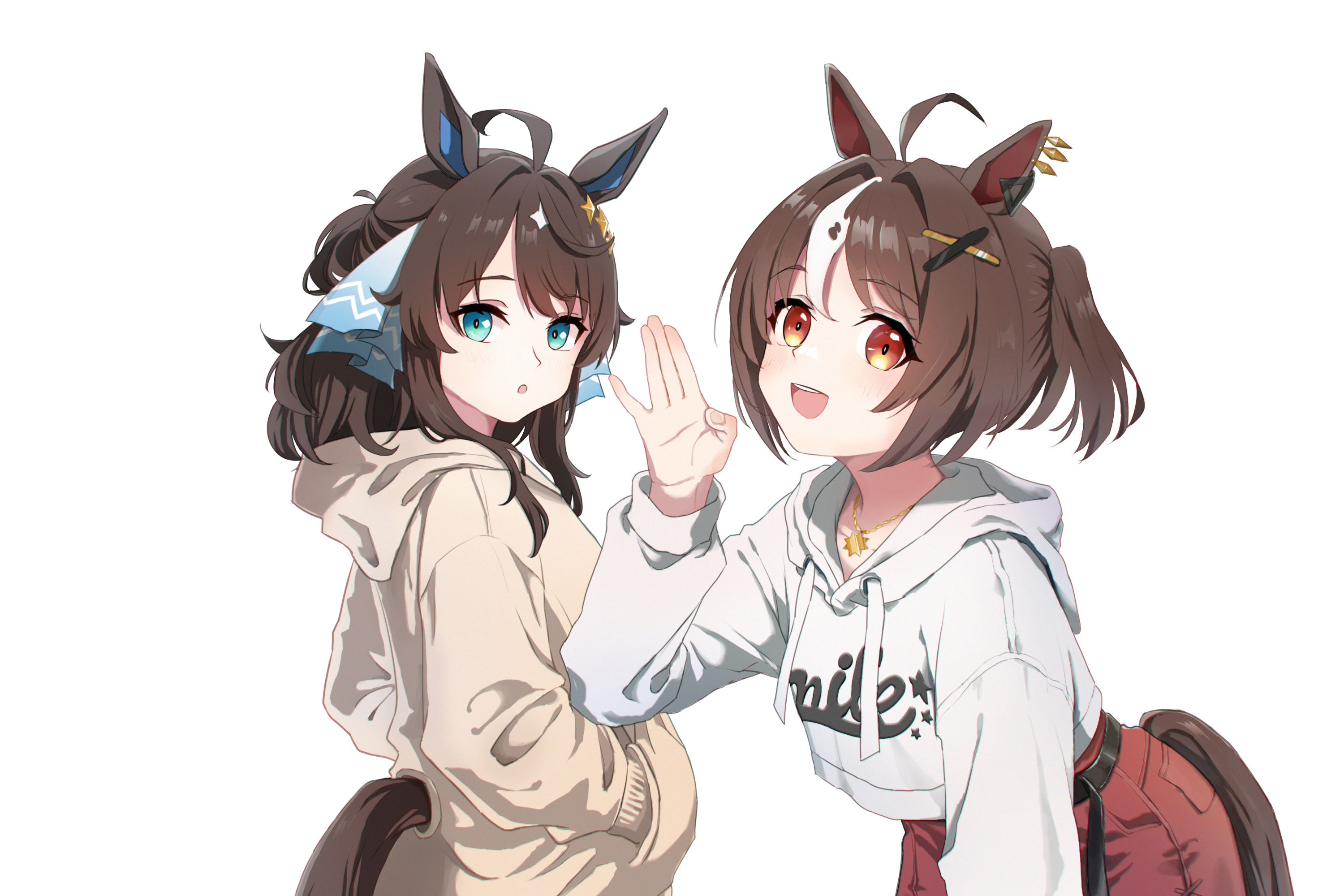 Safebooru - 2girls acreen ahoge animal ear piercing animal ears blue ...