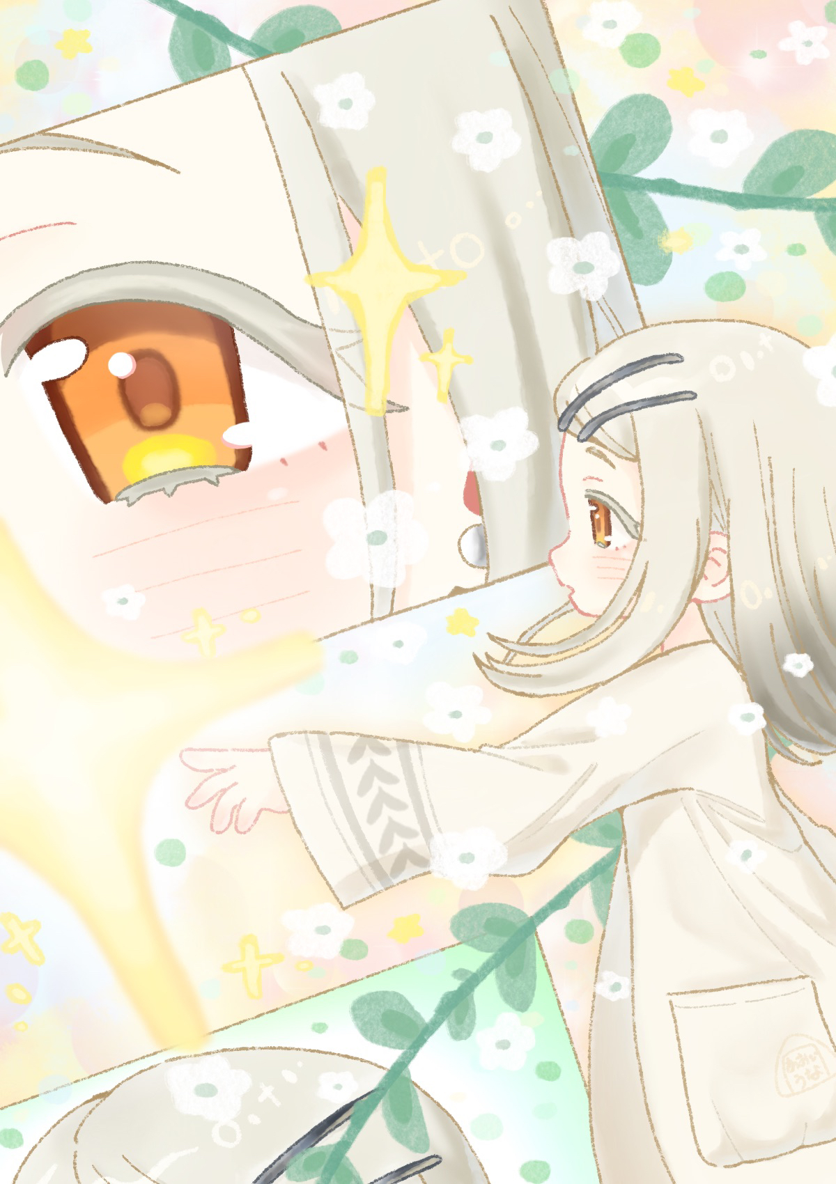 Safebooru - 1girl aoiuna blush branch brown robe colored eyelashes ...
