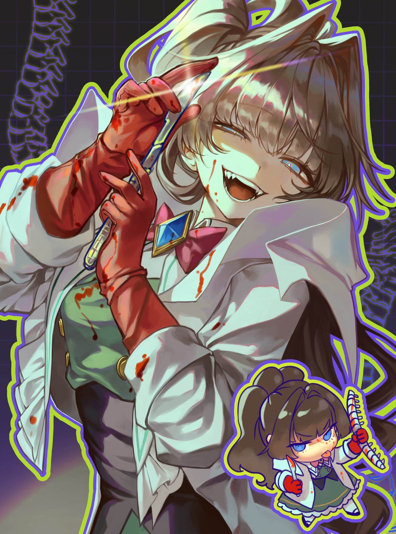 1girl alice_tarrandalf alicetarrandalf black_shoes blood blood_on_face ...