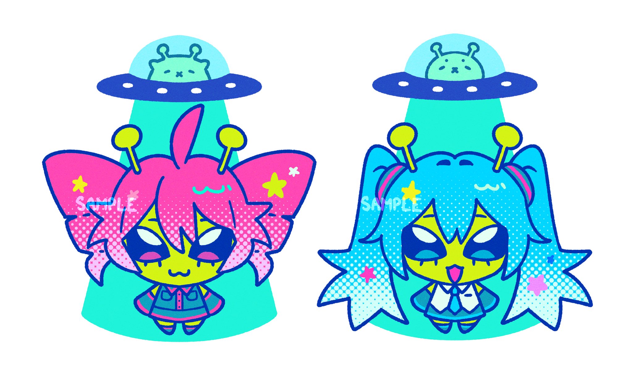 Safebooru - :3 alien antennae blue eyes blue hair chibi chibi only ...