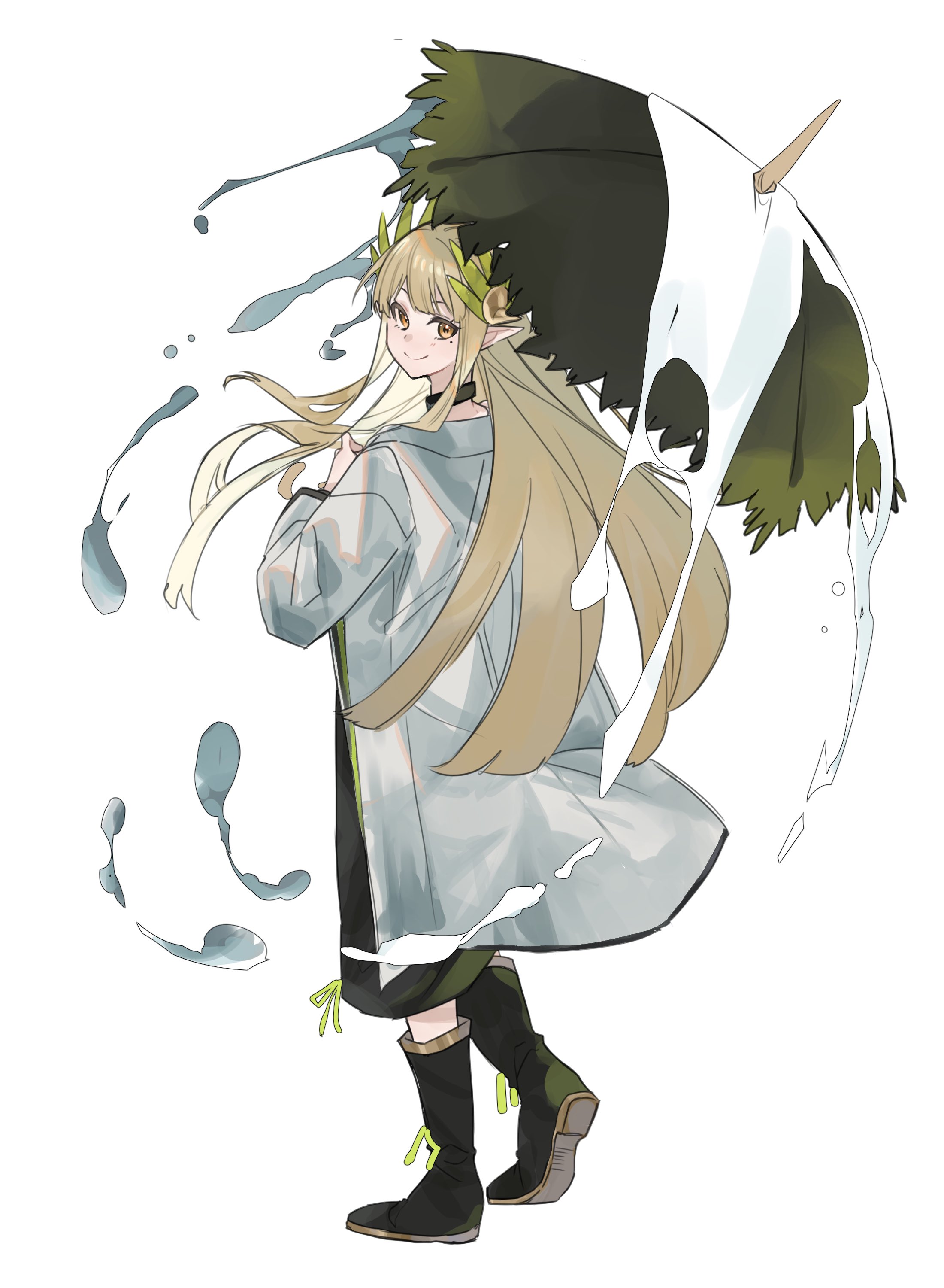 Safebooru 1girl absurdres arknights black collar black dress black