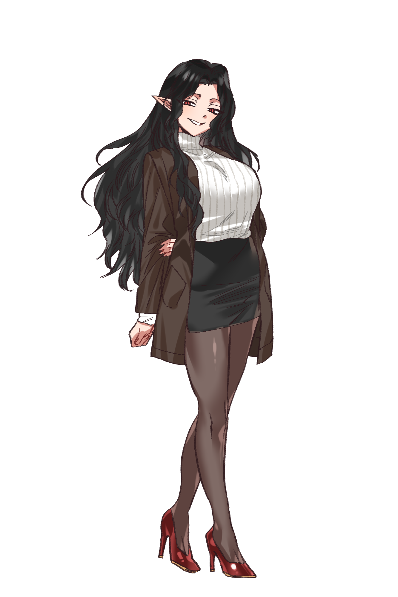 Safebooru - 1girl arms behind back black hair black skirt blazer ...