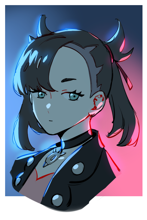 Safebooru - 1girl black jacket blue background blue hair close-up ...