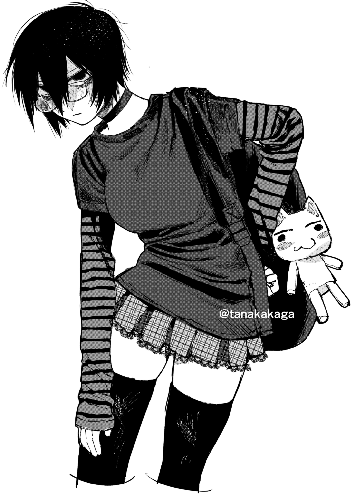 Safebooru - 1girl bag bag charm charm (object) check commentary choker ...