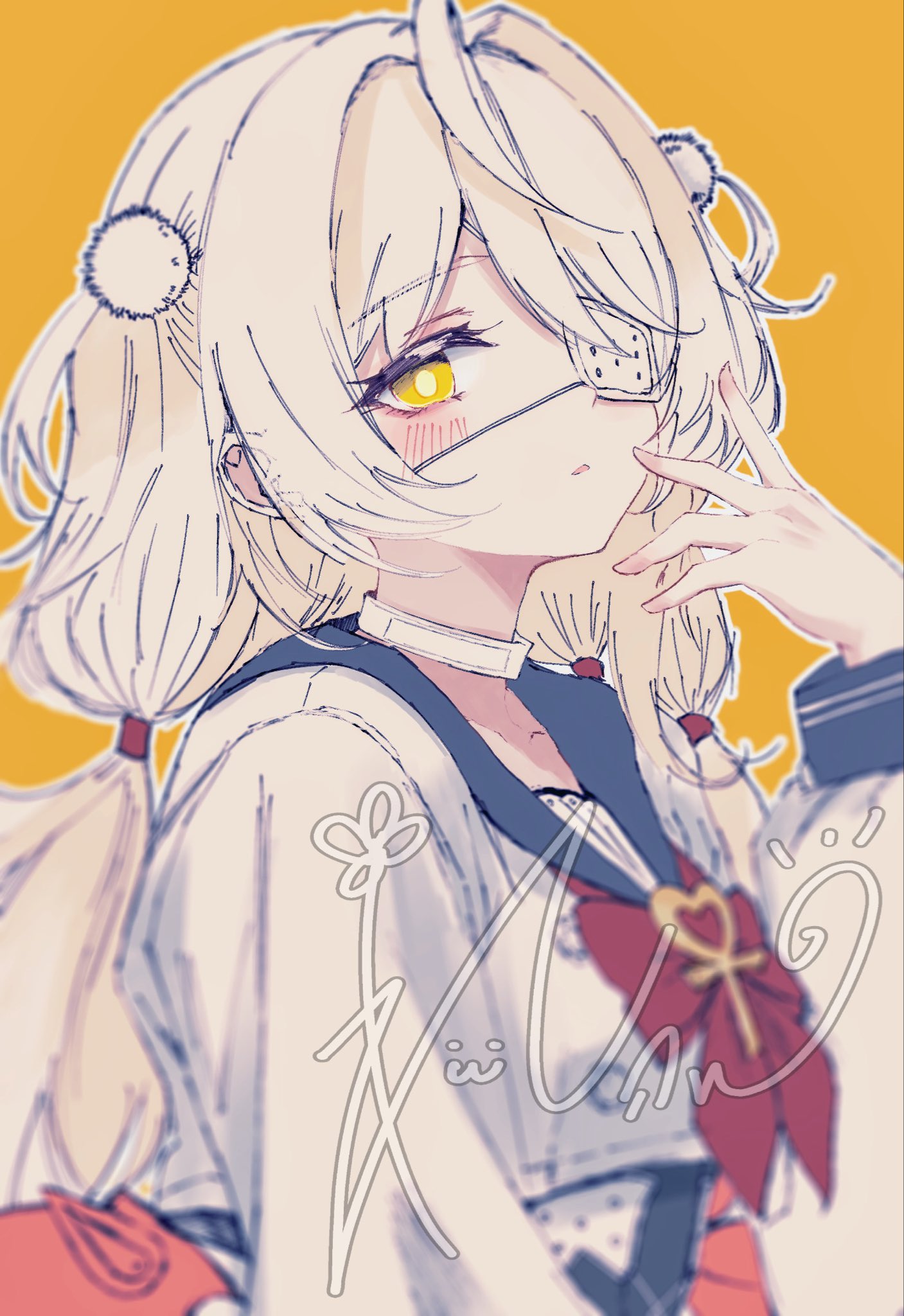 Writing Yellow Background Safebooru - 1girl alt text blonde hair blue one-piece swimsuit blue ...