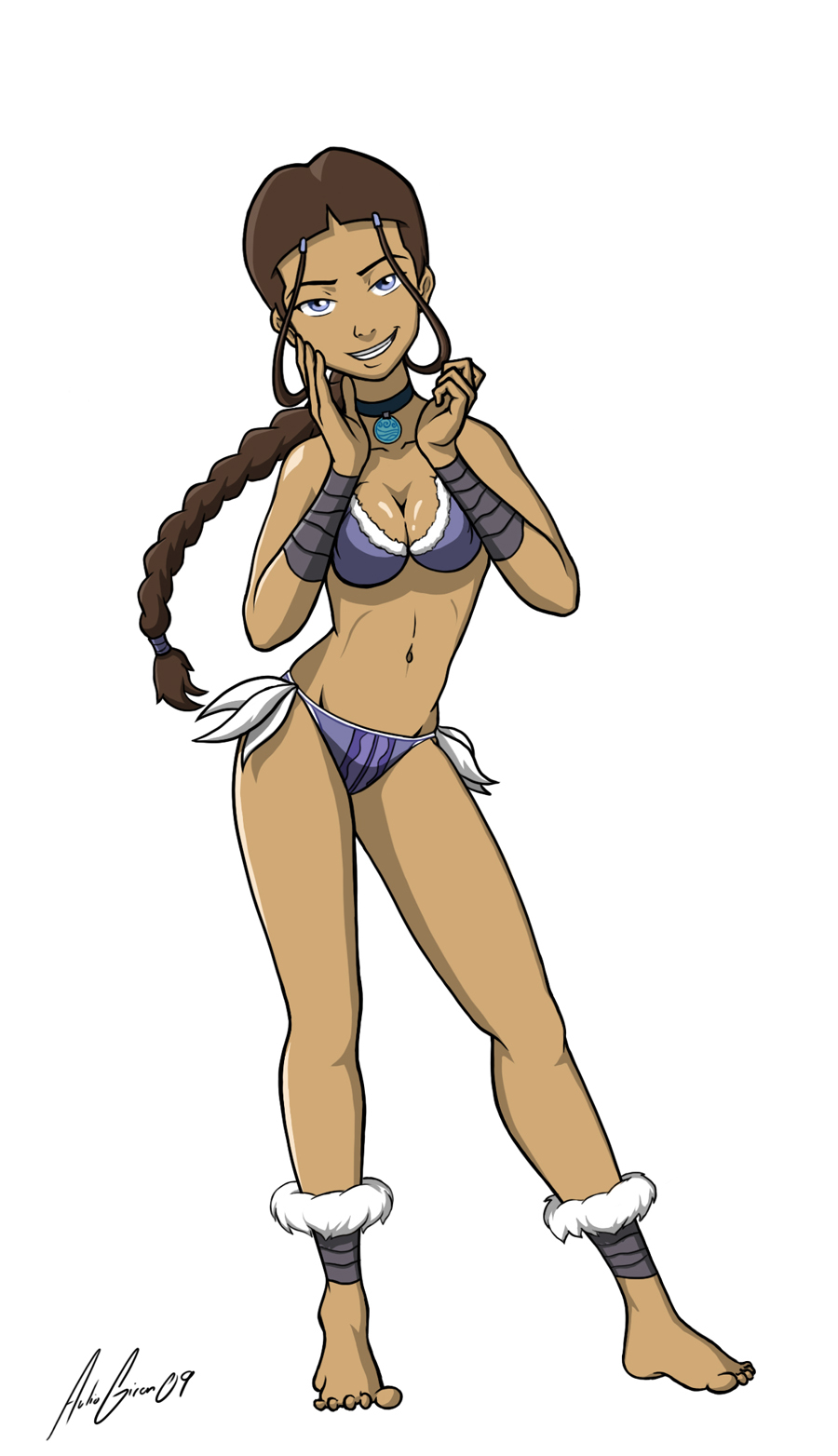 avatar avatar_the_last_airbender bikini brown_hair katara legs swimsuit.