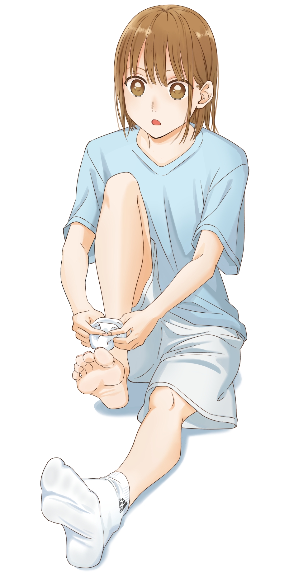 Safebooru 1girl ao no hako (wsj) barefoot brown eyes brown hair feet