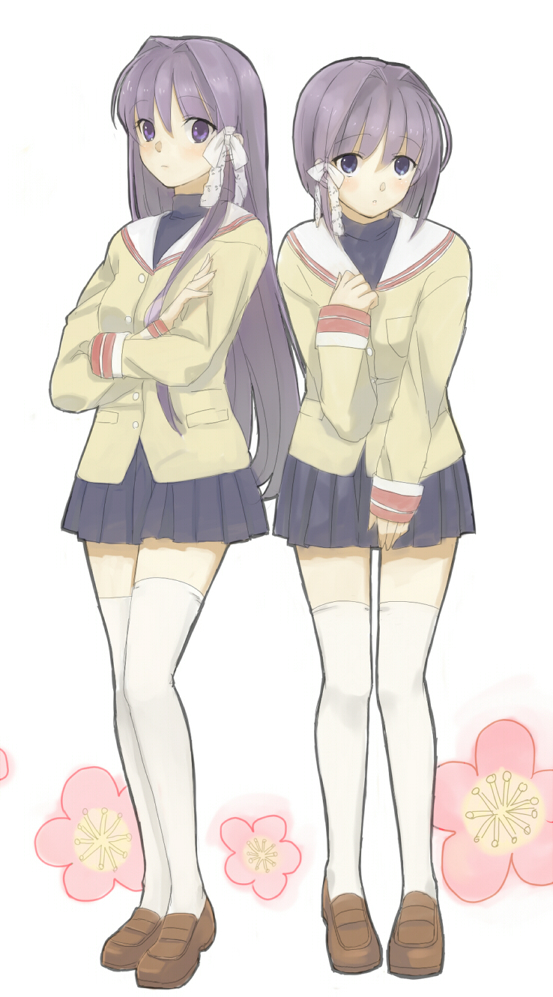 Safebooru - bad id blue eyes clannad crossed arms flower fujibayashi ...