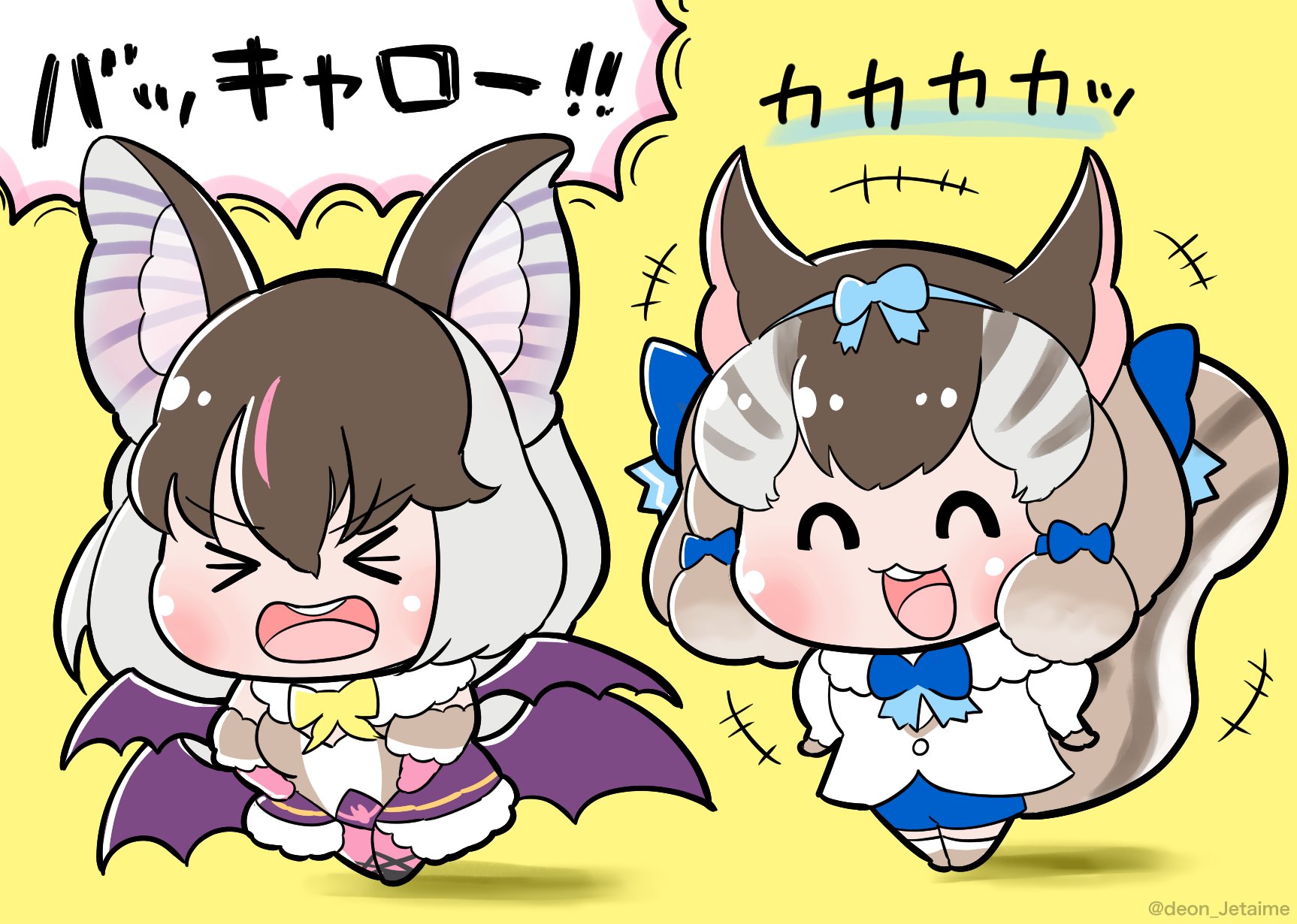 Safebooru 2girls animal ears bat ears bat girl bat wings brown hair