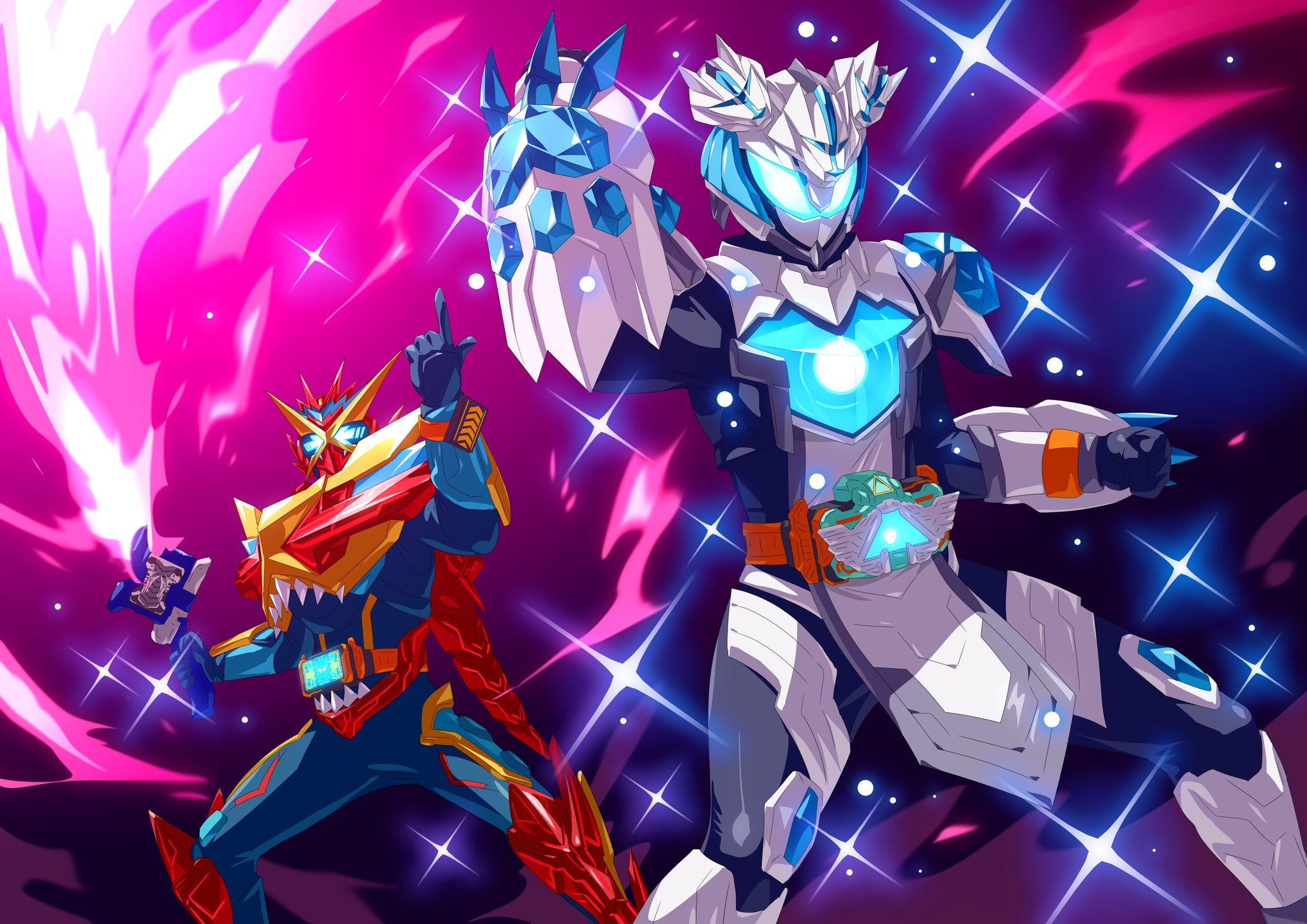 Safebooru - 1boy 1girl alchemisdriver alternate costume armor blue ...