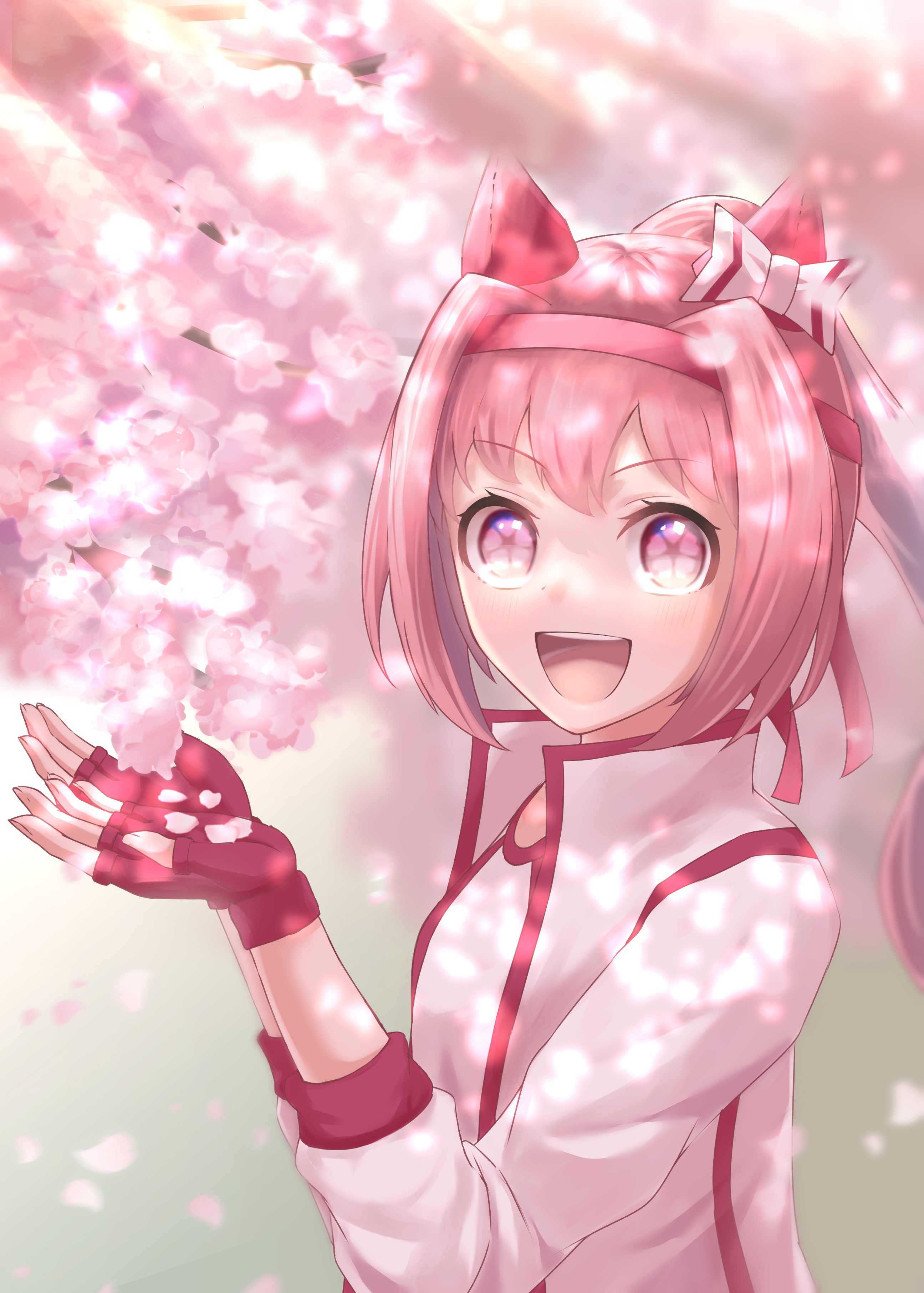 Safebooru - 1girl absurdres animal ears blush bow breasts cherry ...