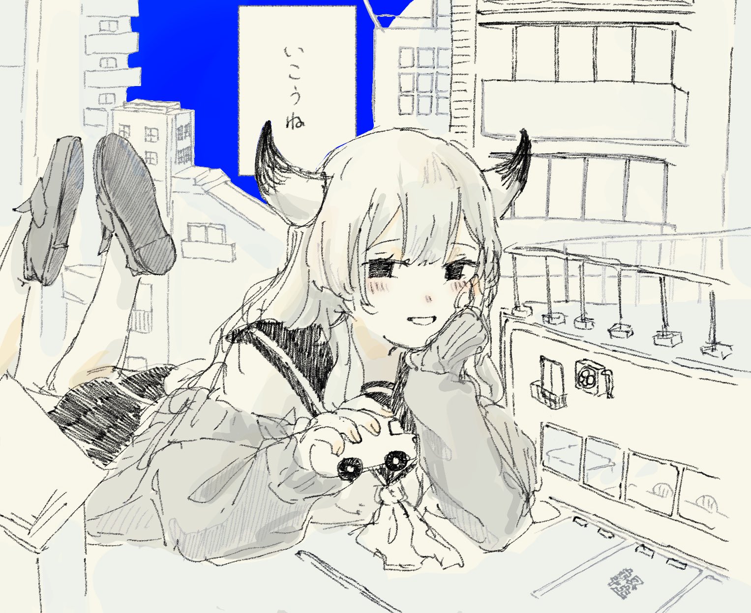 Safebooru 1girl blush building car cardigan cardigan partially