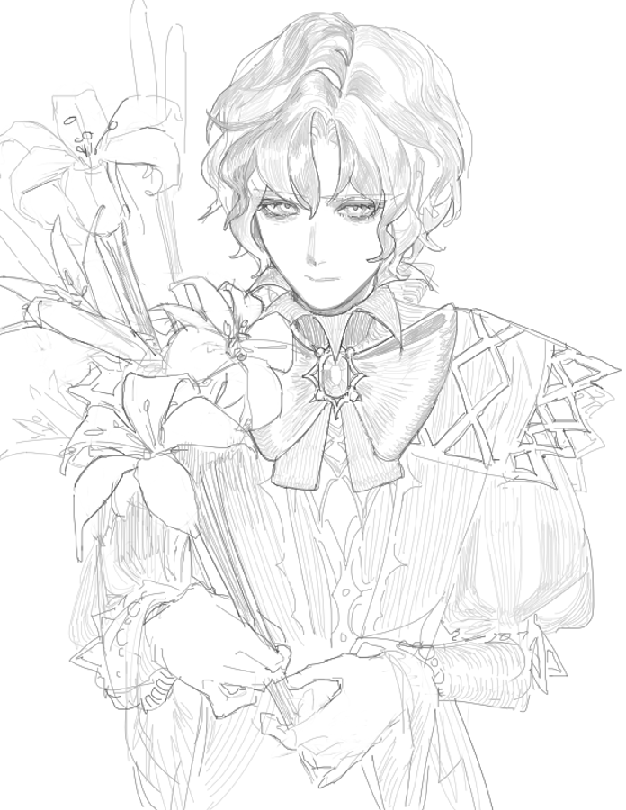 Safebooru - 1boy :| afk (series) afk journey bags under eyes bouquet ...