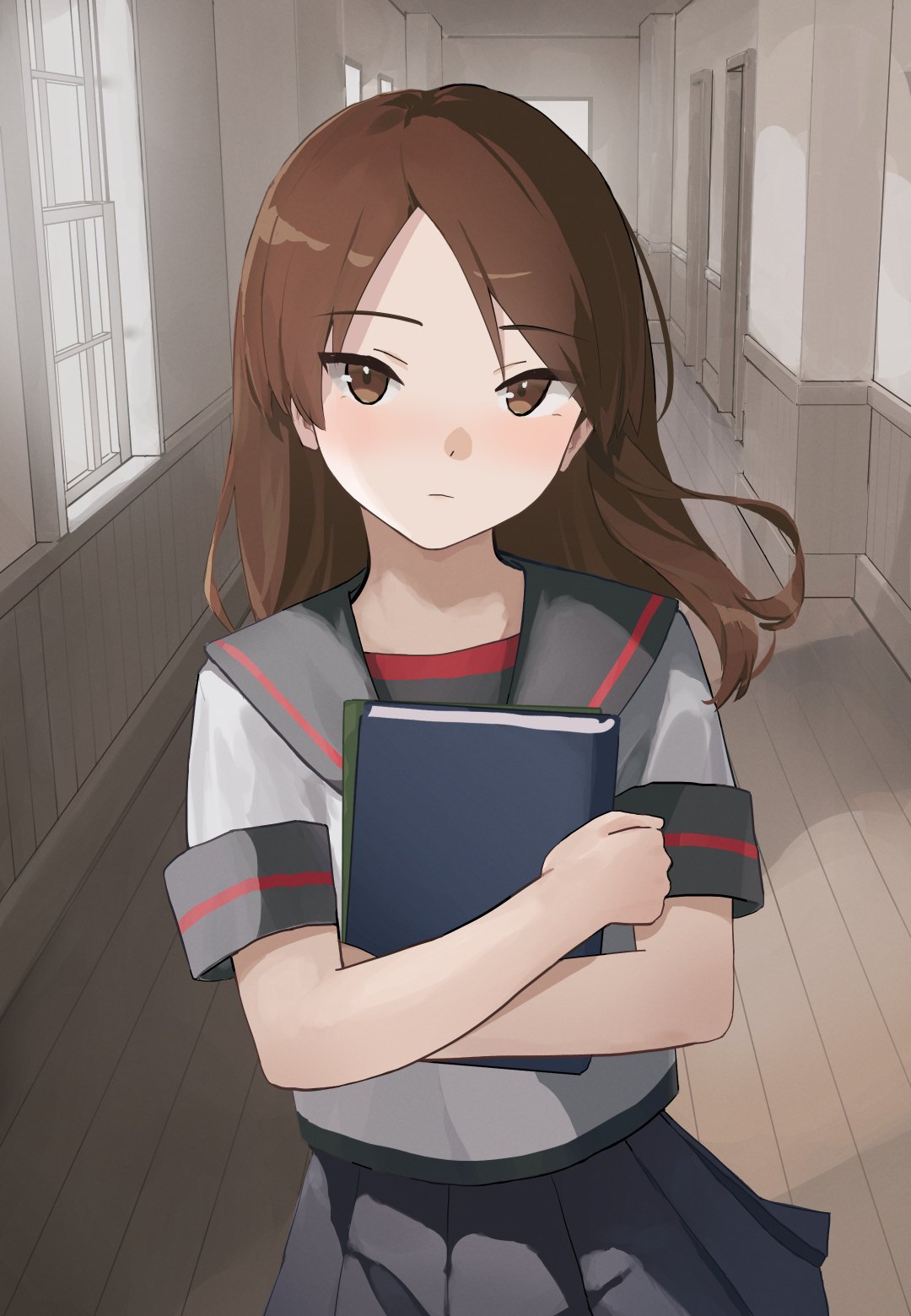 Safebooru 1girl alternate hairstyle black sailor collar black skirt