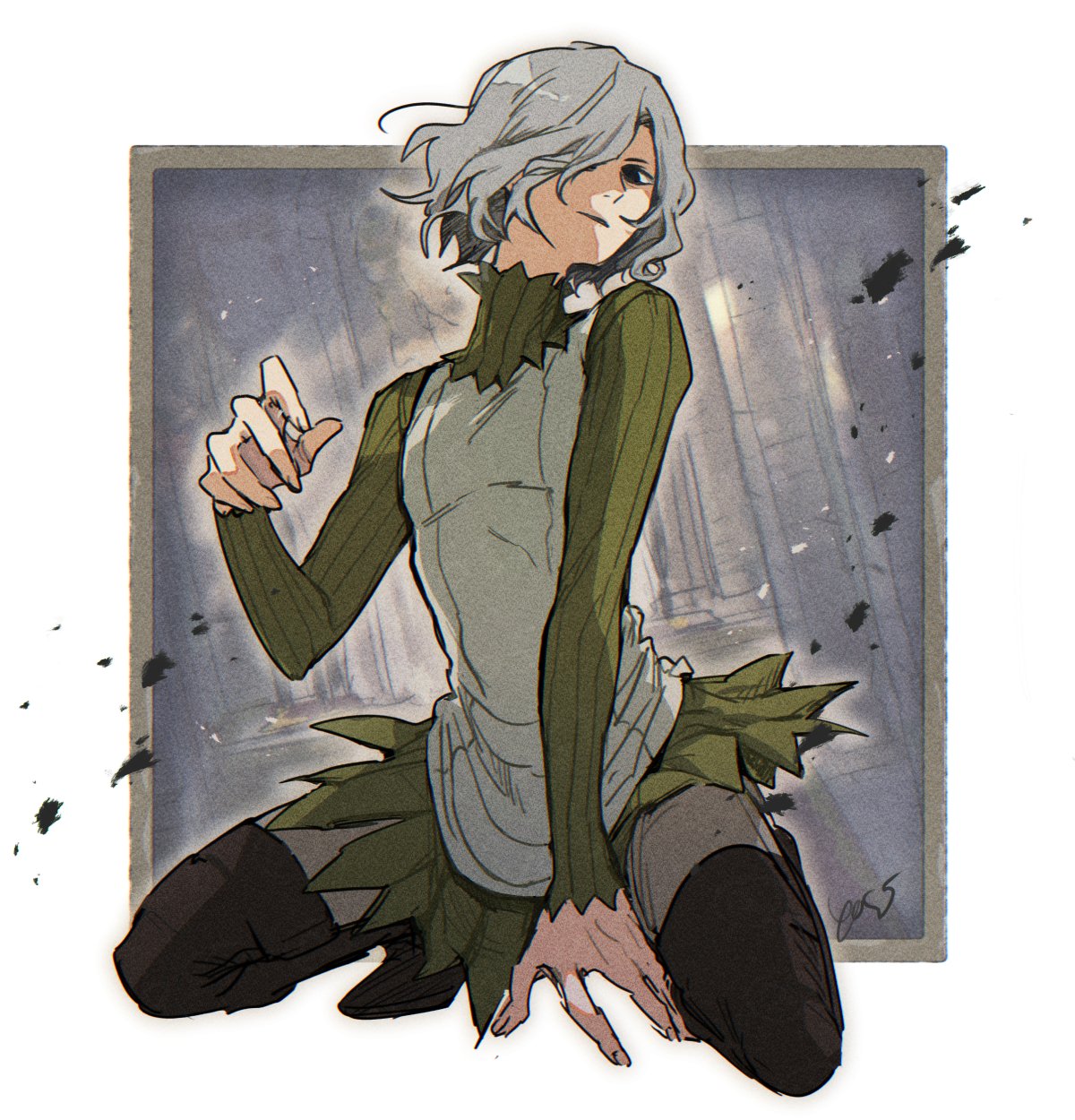 Mithrun Elf Safebooru - 1boy bags under eyes black eyes boots cloak dungeon meshi ...
