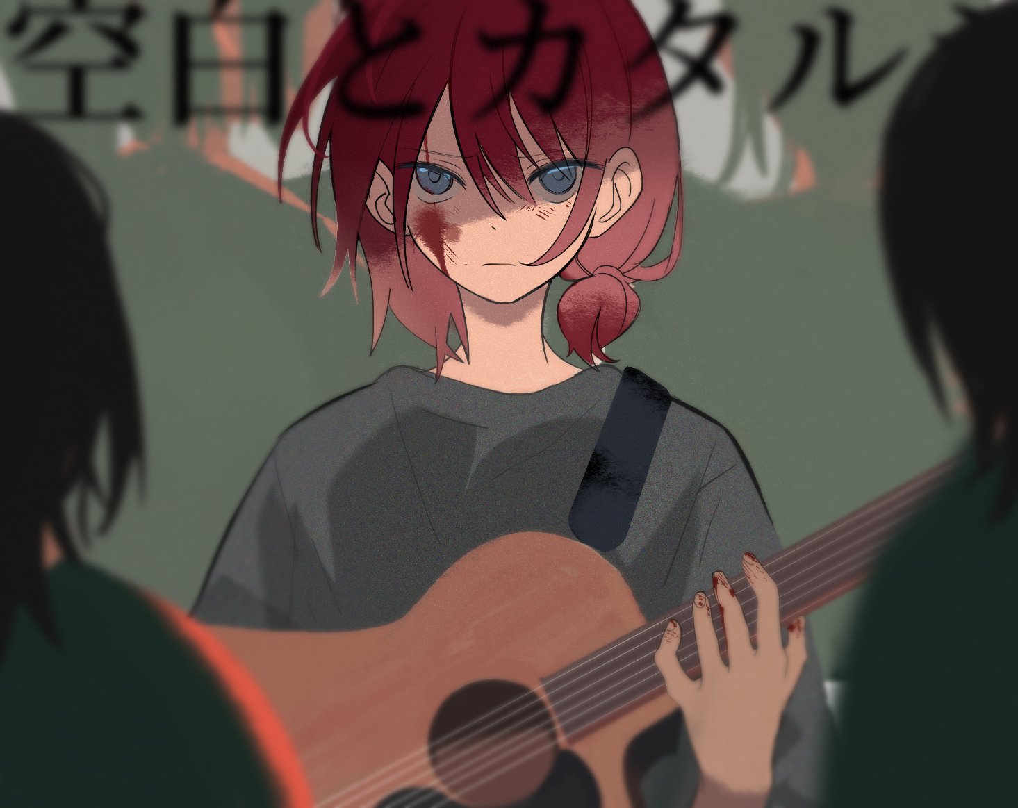 Safebooru 3girls blood blood on face blue eyes blurry brown hair