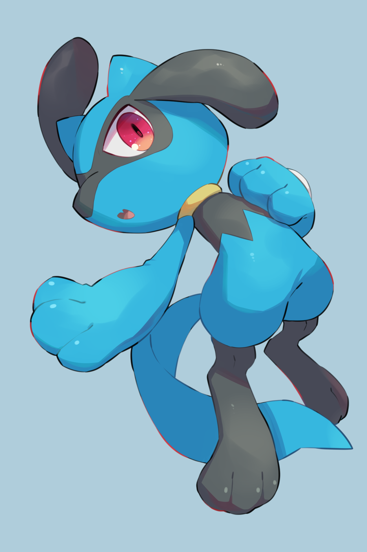 Safebooru - black fur blue background blue fur blue tail highres ...