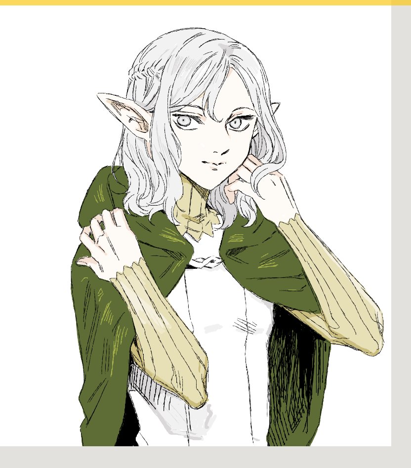 Mithrun Elf Safebooru - 1boy braid cloak dungeon meshi elf gorget green cloak grey ...