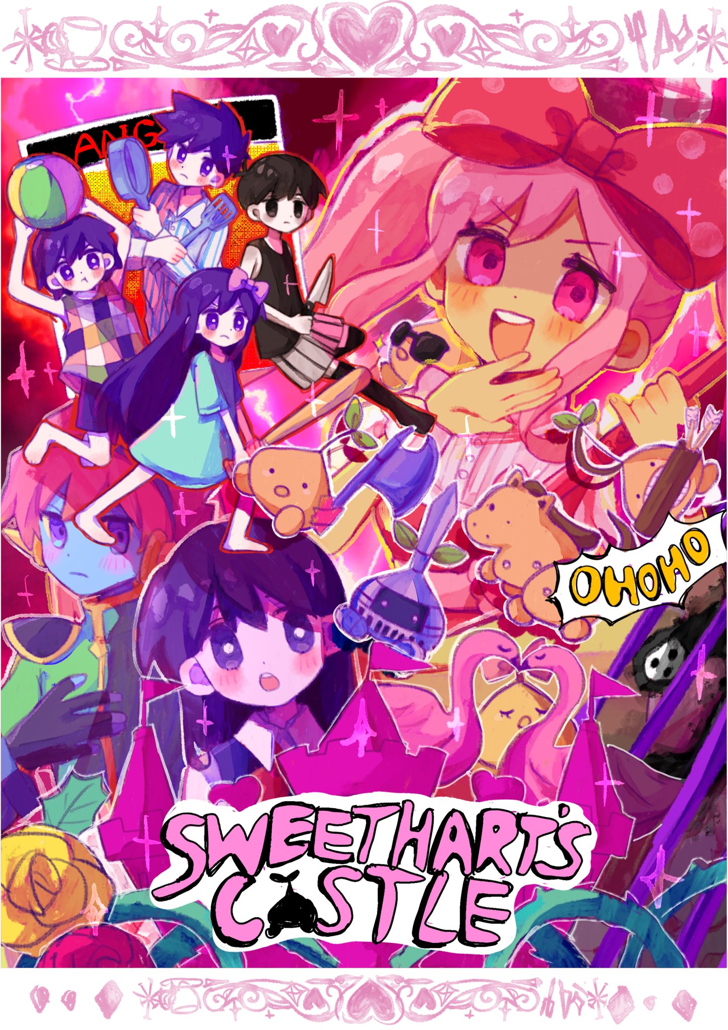 Safebooru 3girls 4boys arrow (projectile) aubrey (headspace) (omori