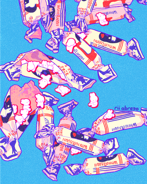 Safebooru - animal blue background candy candy wrapper color variation ...