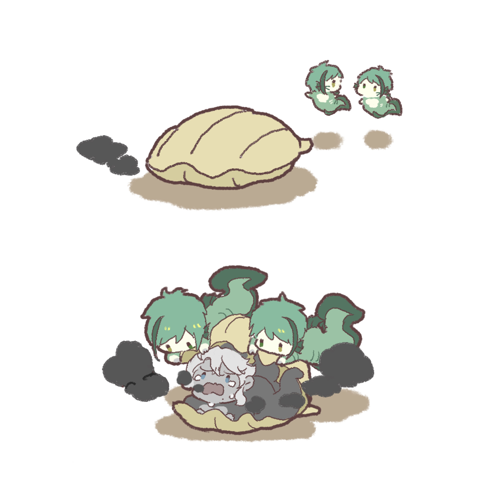 Safebooru - 3boys azul ashengrotto brothers chibi clam crying eel boy ...