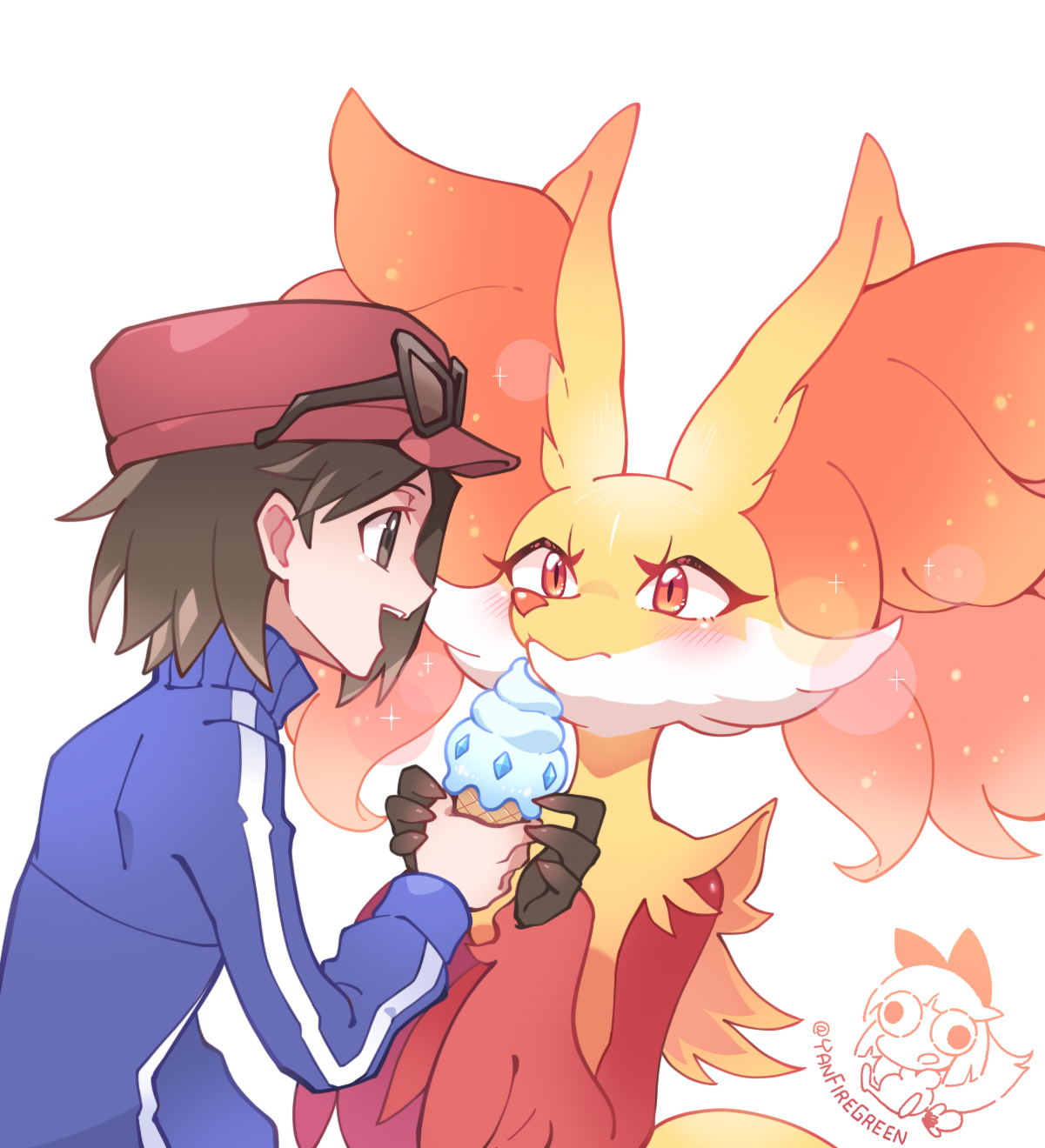 Safebooru 1boy blue jacket blush calem (pokemon) commentary request