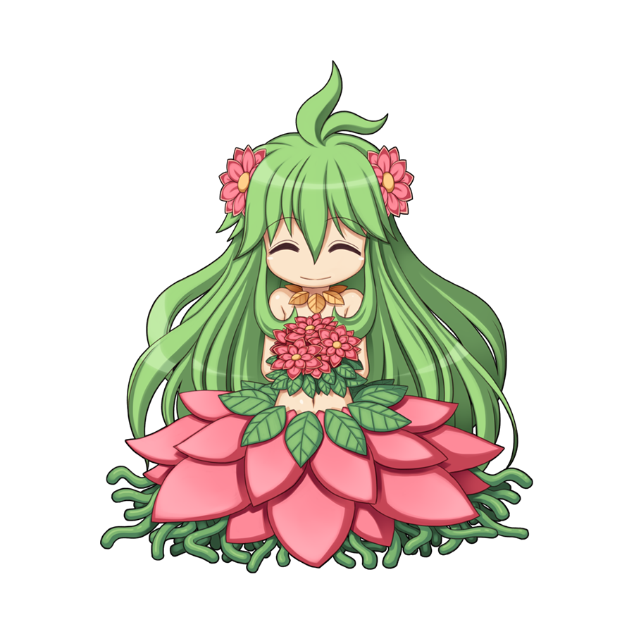 Safebooru 1girl Alraune Antenna Hair Bouquet Chibi Chibi Only Closed Eyes Closed Mouth Flower 7480